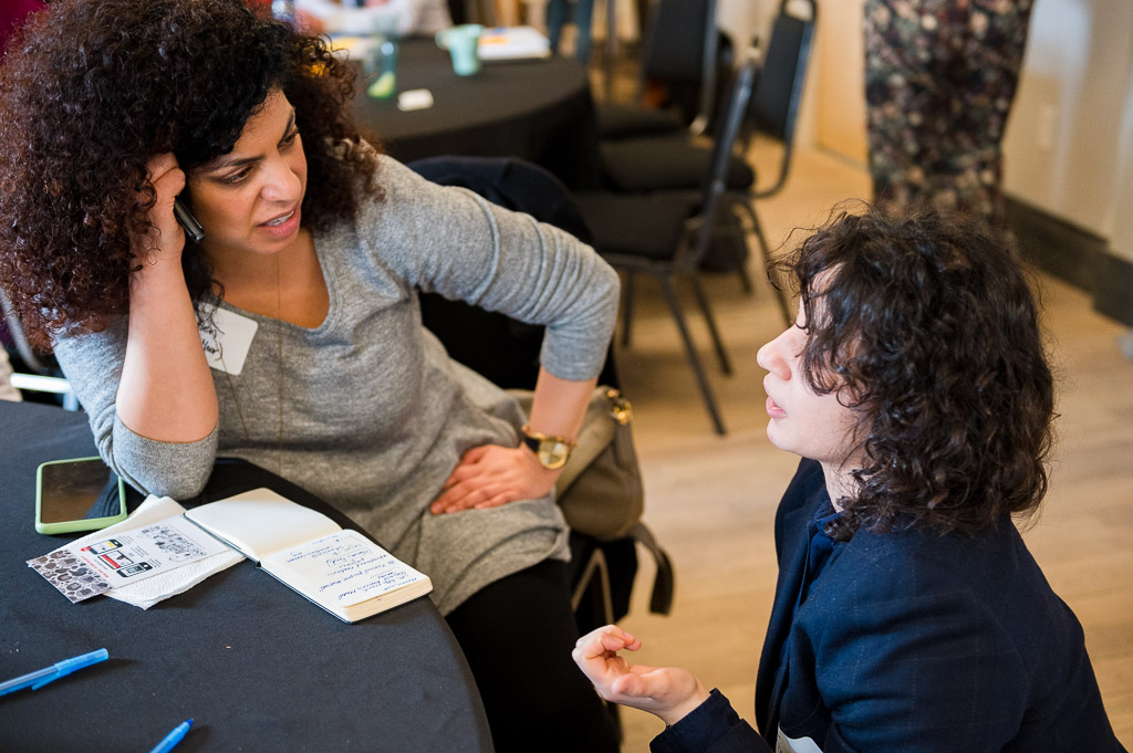 Two women collaborating