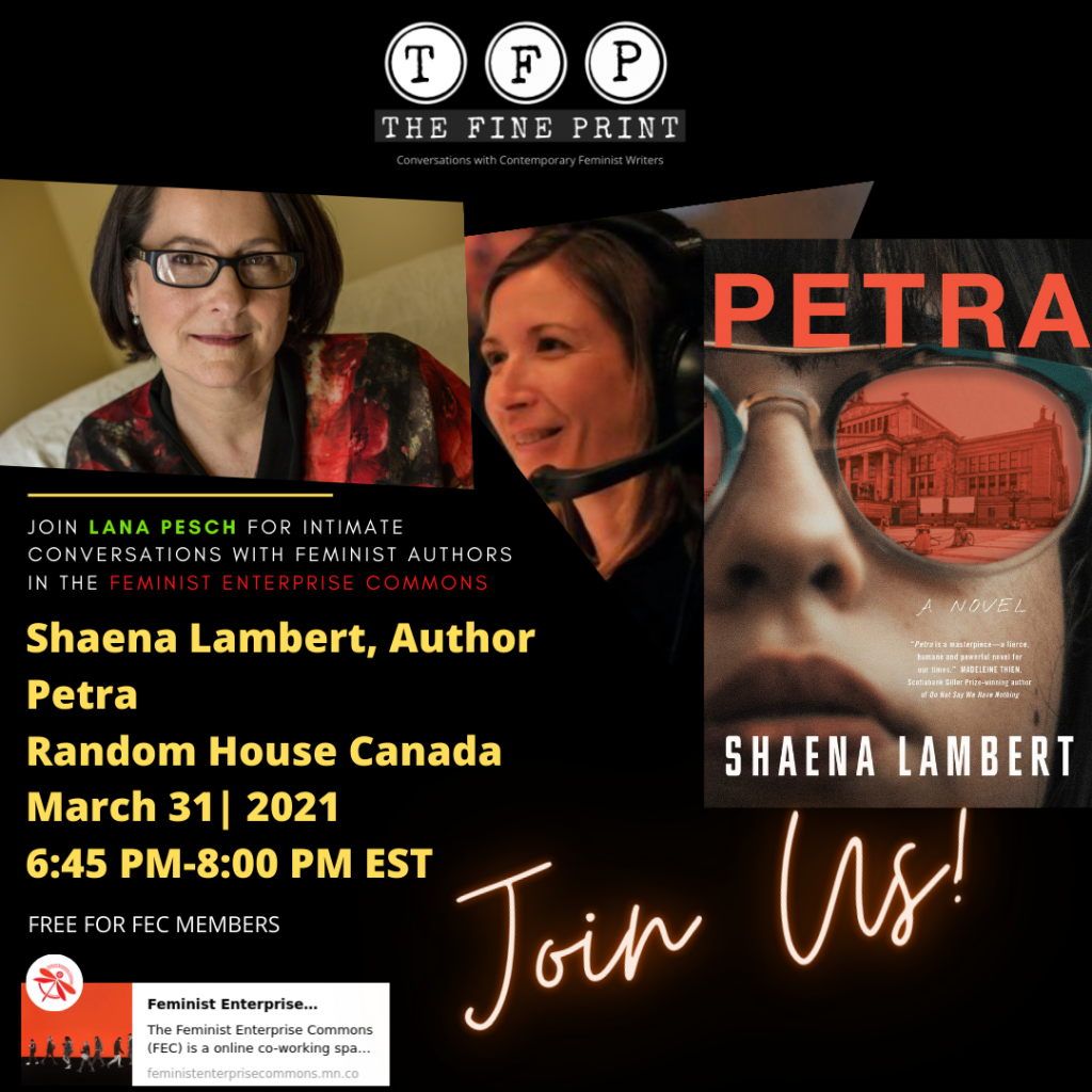 The Fine Print Ad for Shaena Lambert's new book, Petra