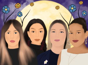 Illustration of four indigenous women who co-wrote the article