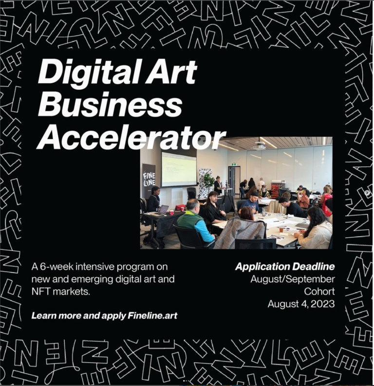 A black and white image advertising the OCAD U digital art accelerator program