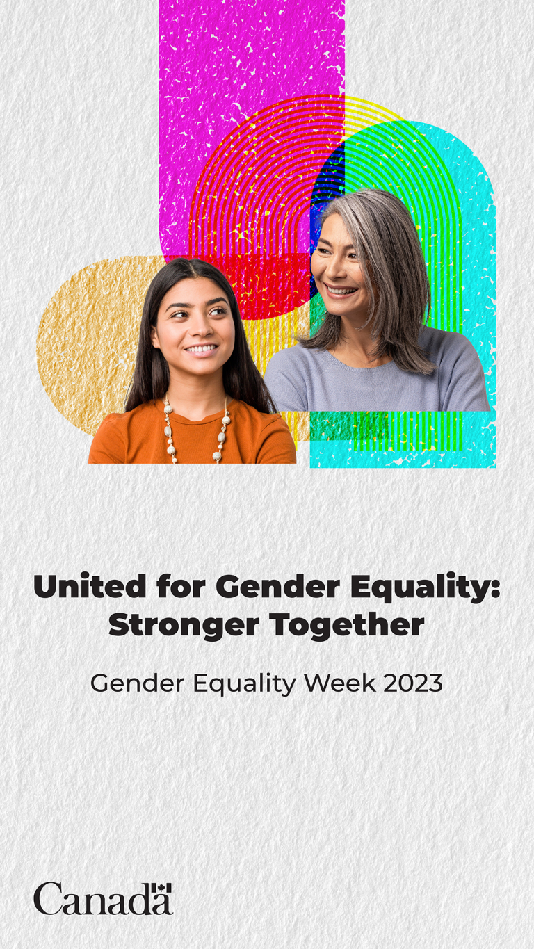 Ad with text that reads United for Gender Equality: Stronger Together from the government of Canada